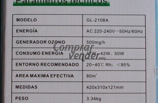 Purificador de Aire con Generador Ozono (NUEVO)