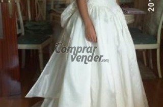 Vestido de novia de shantung y guipur talla 36-38