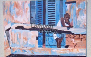 Cuadro mujer cubana en el balcón